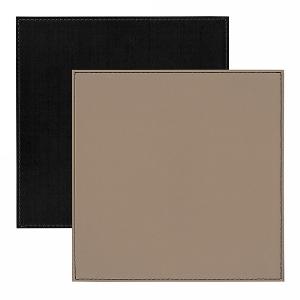 Faux Leather Placemats Black/Taupe Border Stitch 25x25cm