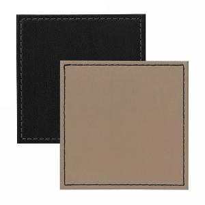 Faux Leather Coasters Black/Taupe Border Stitch 10x10cm
