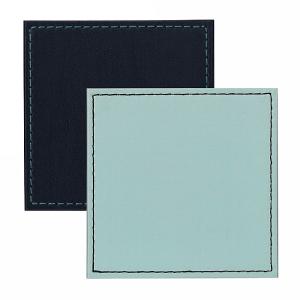 Faux Leather Coasters Navy/Duck Egg Border Stitch 10x10cm