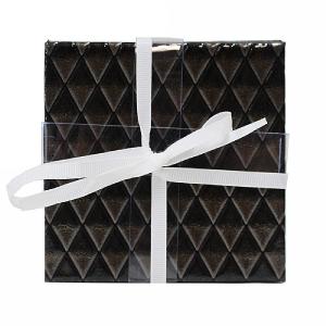 Faux Leather Coaster Triangular 2 Tone Black 10x10cm