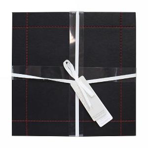 Faux Leather Placemats Black/Red Wide Border Stitch 25x25cm