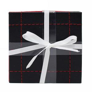 Faux Leather Coasters Black/Red Wide Border Stitch 10x10cm