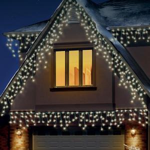 480 Warm White LED Snowing Icicle Lights with Timer