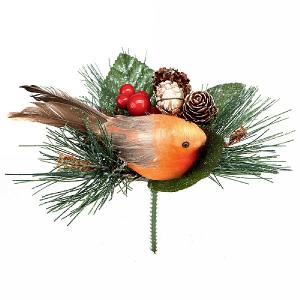 Premier Robin with Pine Cone Pick 15cm