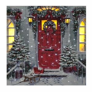 Xmas Door LED Canvas 40x40cm