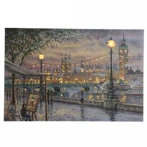 London Pre Lit LED Canvas 60x40cm