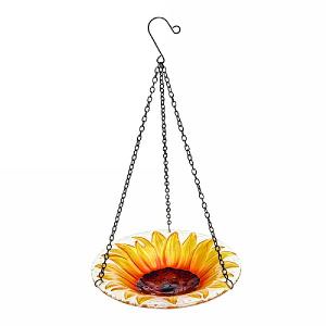 Gardman Sunflower Hanging Glass Bird Bath