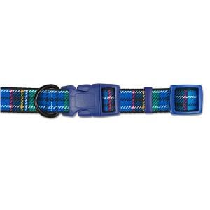 Blue Tartan Adjustable Dog Collar - 3 Sizes
