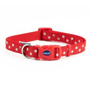 Ancol Adjustable Fashion Collar Red Polka