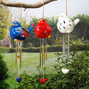 Ceramic Bird Wind Chime Light - Various Colours
