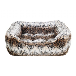 Rosewood Brown Cosy Fur Print Square Bed (Various Sizes)