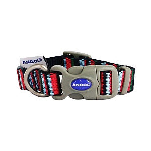 Ancol Made From Candy Stripe Dog Collar (Various Sizes) - Navy