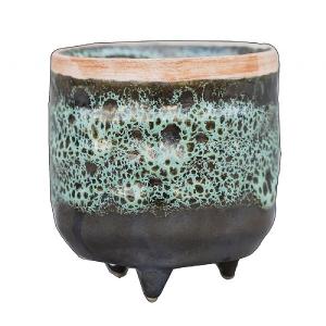 Ivyline Emerald Reactive Glaze Pot Cover with Foot