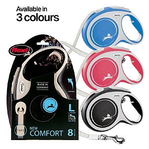 Flexi New Comfort Tape Dog Lead (8m) Assorted Colours - Large