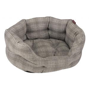 Zoon Grey Plaid Oval Bed (Various Sizes Available)