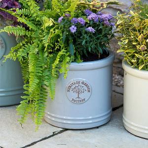 Woodlodge Heritage Edwardian Cylinder Ceramic Planter Pastel Grey (Various Sizes)