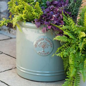 Woodlodge Heritage Edwardian Cylinder Ceramic Planter Mint Green (Various Sizes)