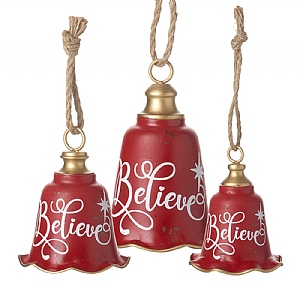 Metal "Believe" Bell - Red (Various Sizes)