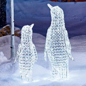 White LED Jewelled Penguin Figure - 2 Sizes