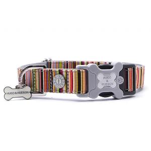 Hugo & Hudson Multi Coloured Stripe Bone Dog Collar