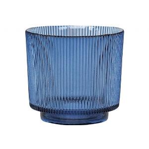 Ivyline Navy Glass Candle Holder
