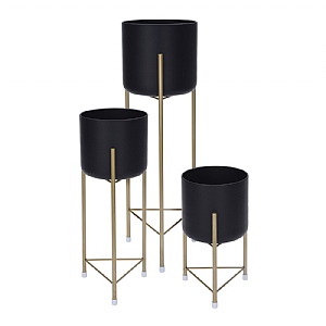 Black & Gold Plant Pot Cover Stand (Various Sizes)