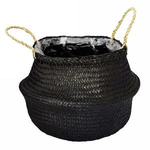 Ivyline Seagrass Black Lined Basket Planter (Various Sizes)