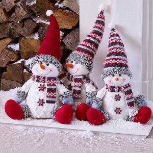 Sitting Snowman Festive Figures - Assorted Designs