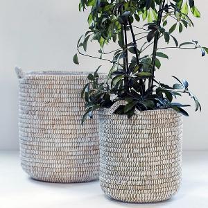 White Woven Basket Planter - Various Sizes