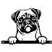 Metal Pug Peeking Dog Silhouette