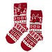 Fair Isle Slipper Socks with Pom Poms - Red